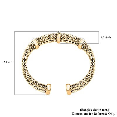 Italian Simulated Diamond Bangle Bracelet in 14K Yellow Gold Over Sterling Silver (6.50 In) 2.25 ctw
