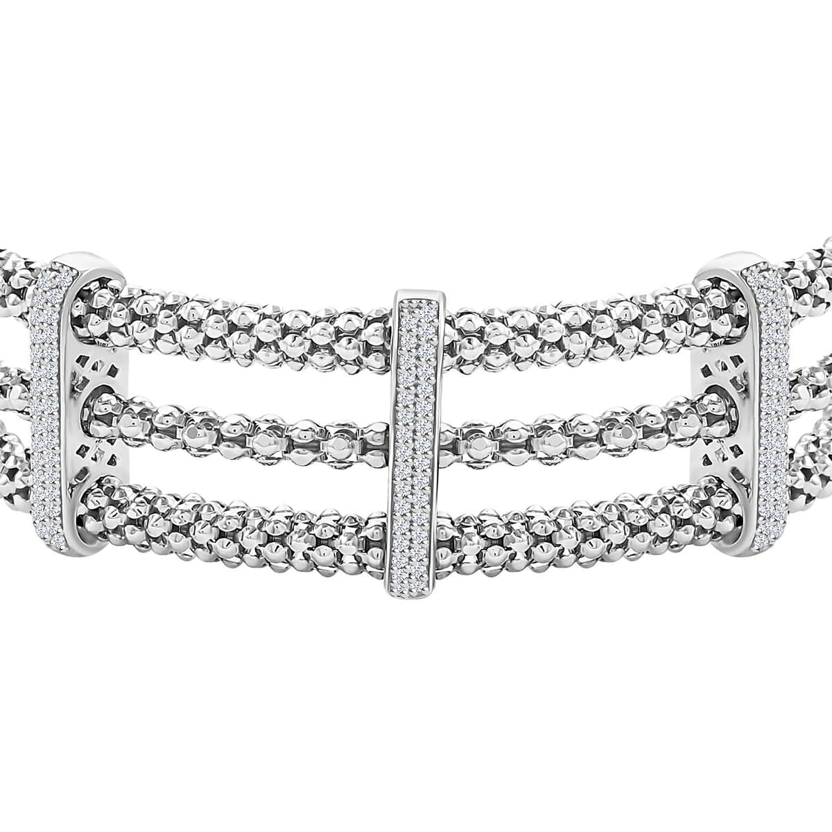 Italian Simulated Diamond Bangle Bracelet in Sterling Silver (6.50 In) 2.25 ctw image number 3