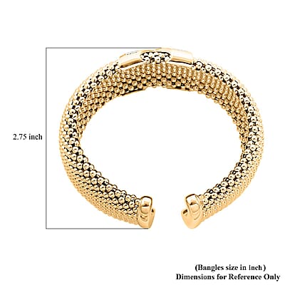 Italian Simulated Diamond Bangle Bracelet in 14K Yellow Gold Over Sterling Silver (7.0 In) 5.35 ctw