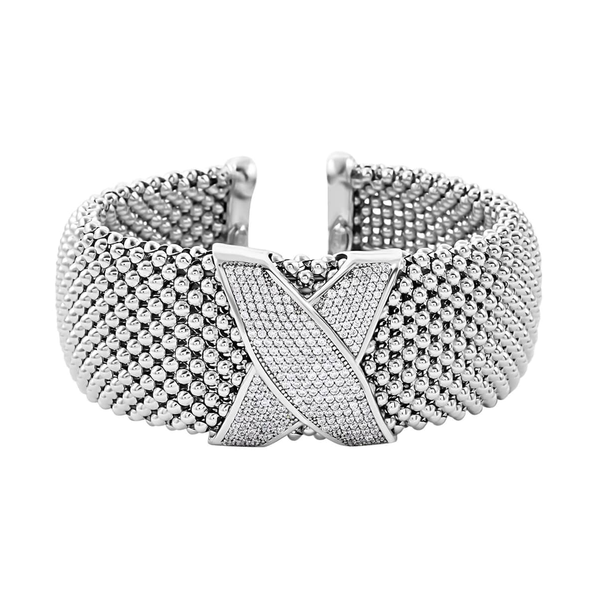 Italian Simulated Diamond Bangle Bracelet in Sterling Silver (7.0 In) 5.35 ctw image number 0