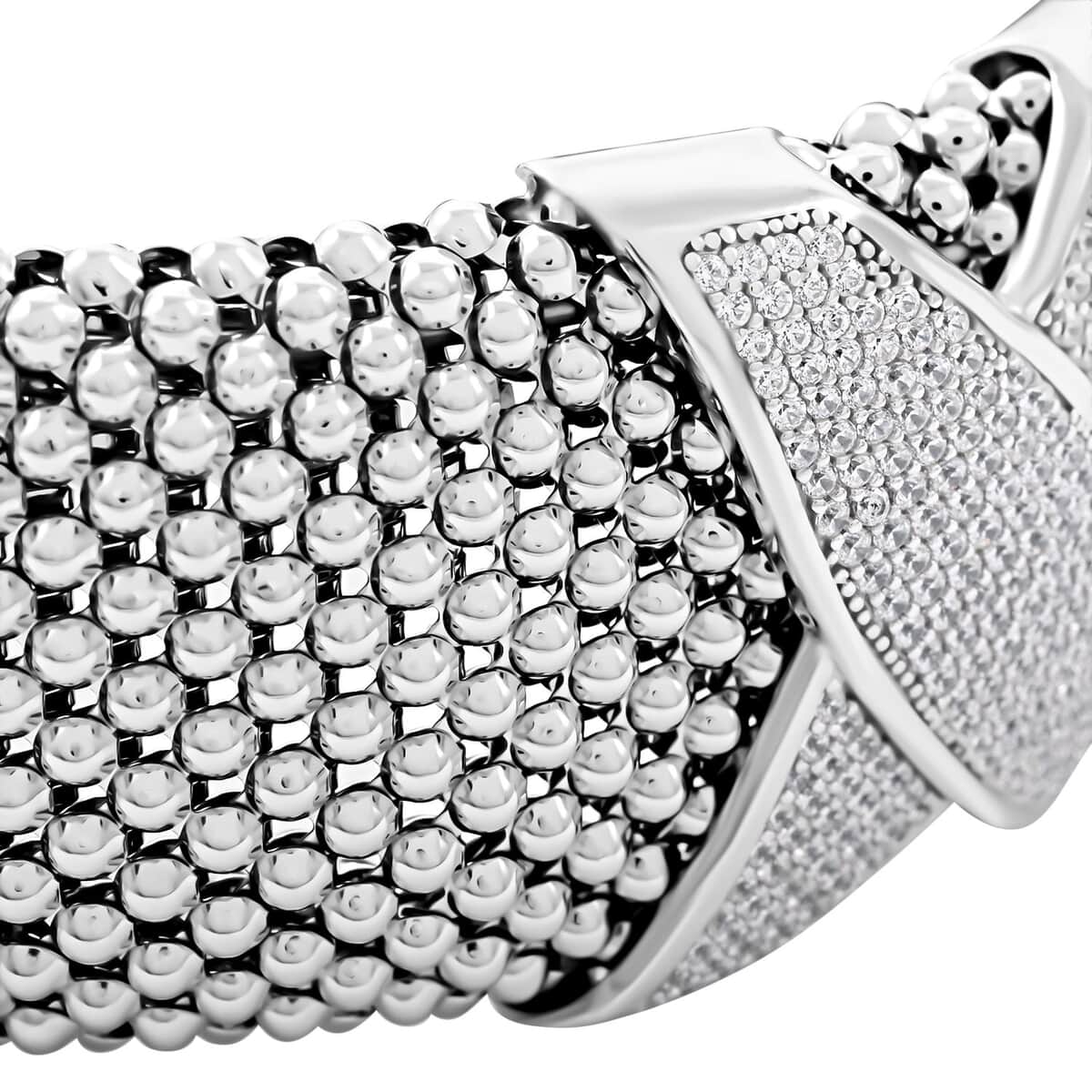 Italian Simulated Diamond Bangle Bracelet in Sterling Silver (7.0 In) 5.35 ctw image number 2