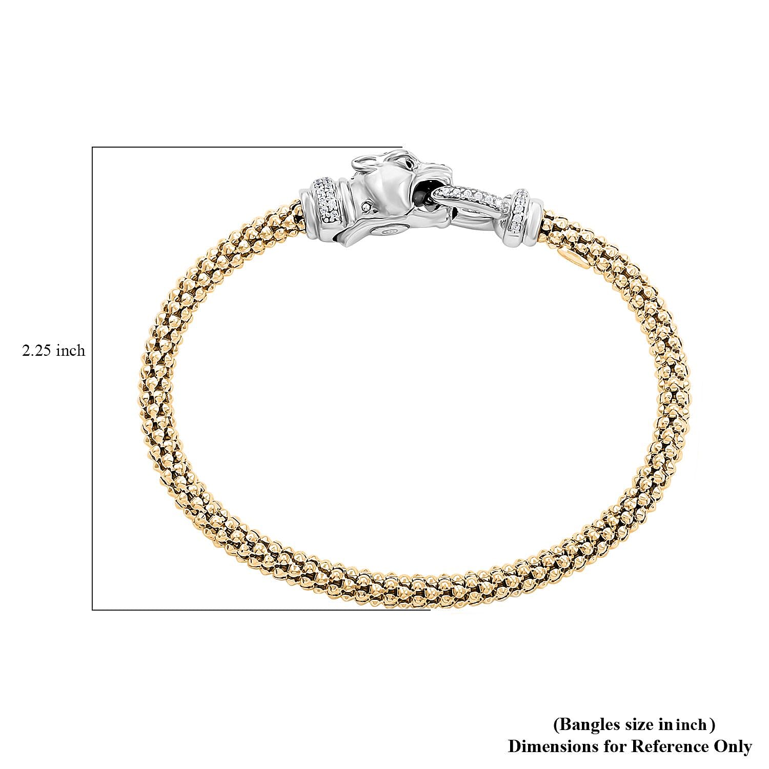 Italian Simulated Diamond Bangle Bracelet in 14K YG Over and Sterling Silver (6.50 In) 2.25 ctw