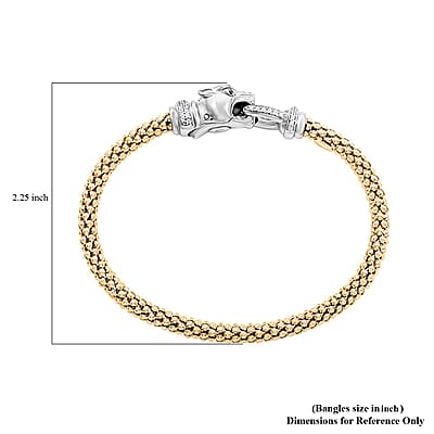 Italian Simulated Diamond Bangle Bracelet in 14K YG Over and Sterling Silver (6.50 In) 2.25 ctw