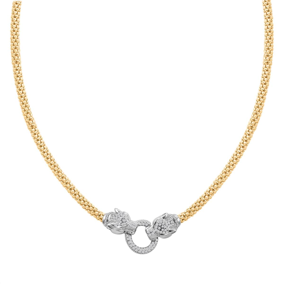 Italian Simulated Diamond Necklace 18 Inches in 14K Yellow Gold Over and Sterling Silver 2.75 ctw image number 0
