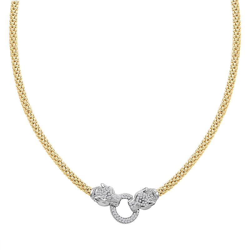 Italian Simulated Diamond Necklace 18 Inches in 14K Yellow Gold Over and Sterling Silver 2.75 ctw