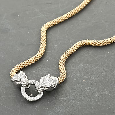 Italian Simulated Diamond Necklace 18 Inches in 14K Yellow Gold Over and Sterling Silver 2.75 ctw