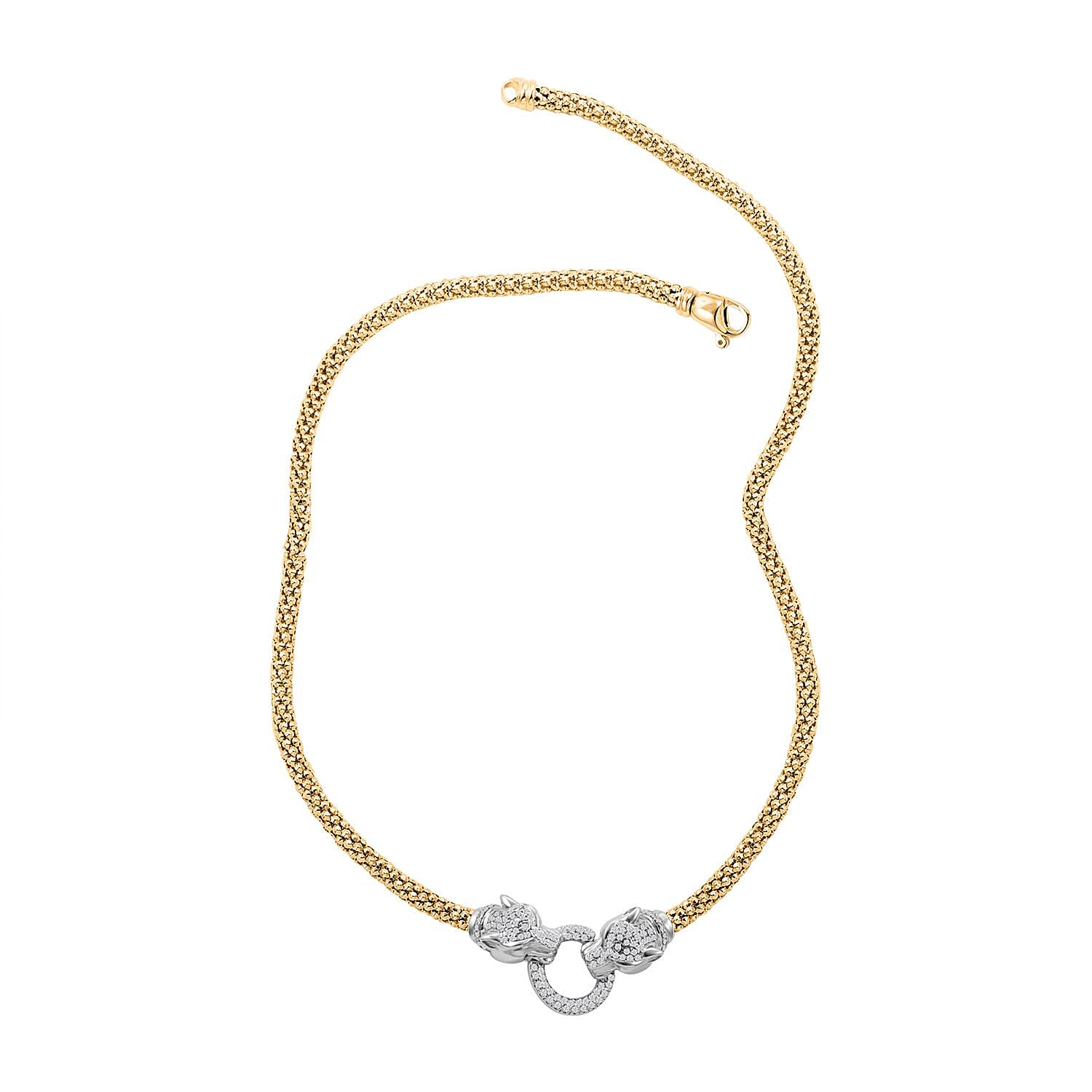 Italian Simulated Diamond Necklace 18 Inches in 14K Yellow Gold Over and Sterling Silver 2.75 ctw