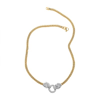 Italian Simulated Diamond Necklace 18 Inches in 14K Yellow Gold Over and Sterling Silver 2.75 ctw