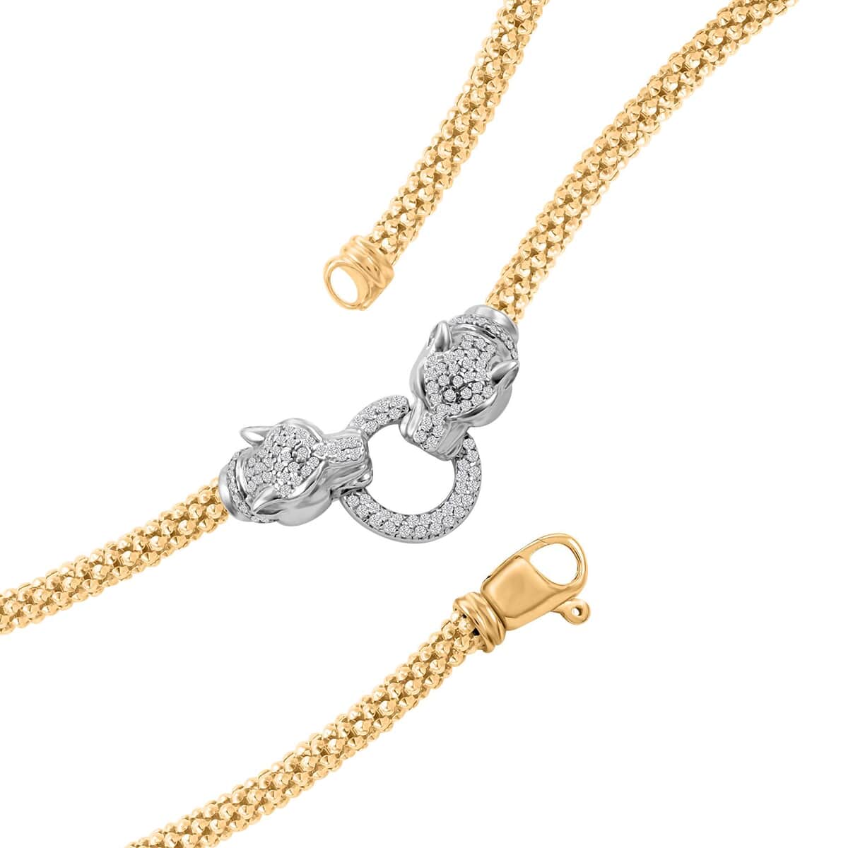 Italian Simulated Diamond Necklace 18 Inches in 14K Yellow Gold Over and Sterling Silver 2.75 ctw image number 3