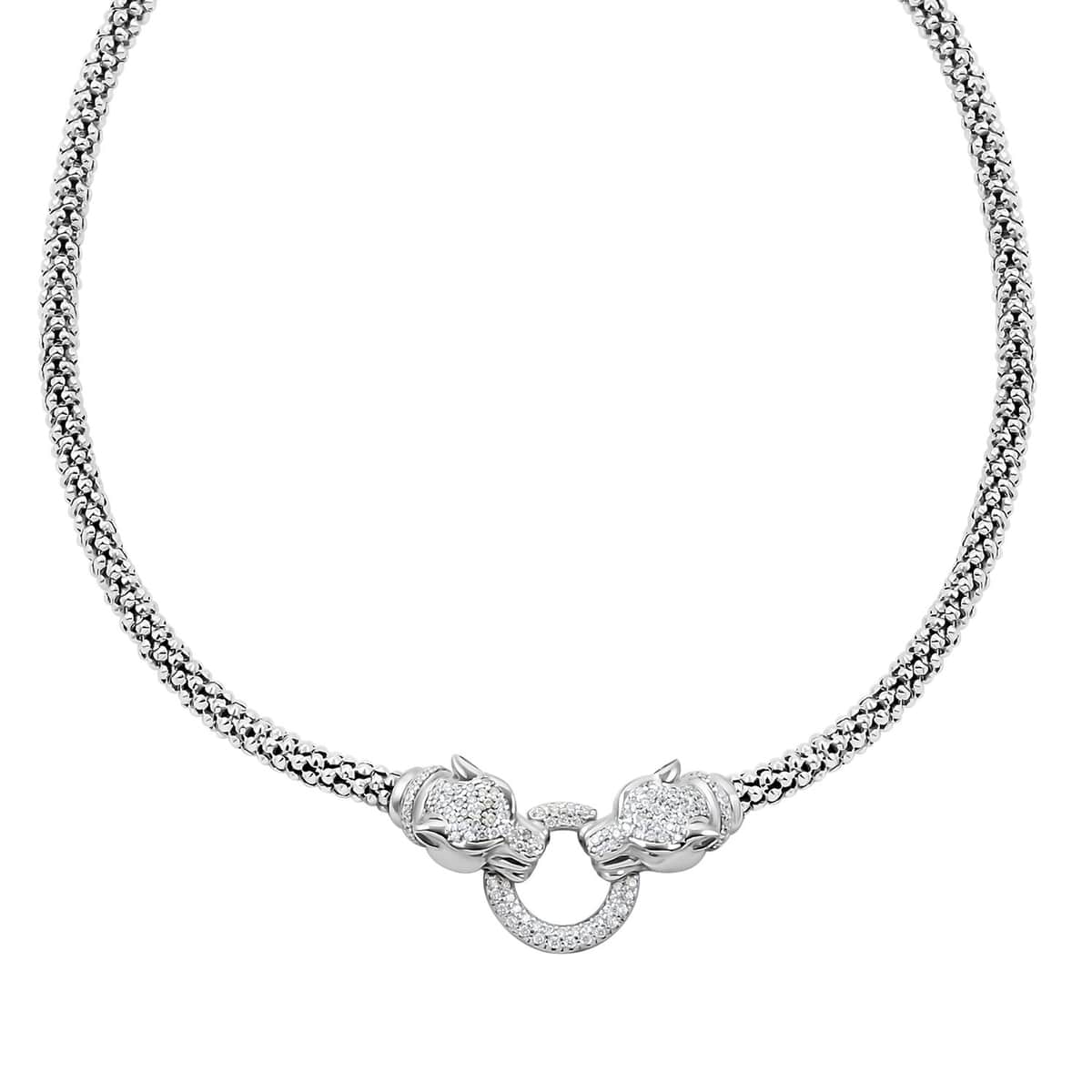 Italian Simulated Diamond Necklace 18 Inches in Sterling Silver 2.75 ctw image number 2