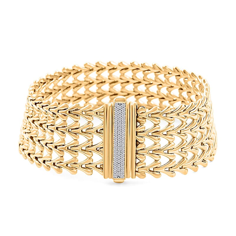 Italian Simulated Diamond Bracelet in 14K Yellow Gold Over Sterling Silver (7.50 In) 1.20 ctw