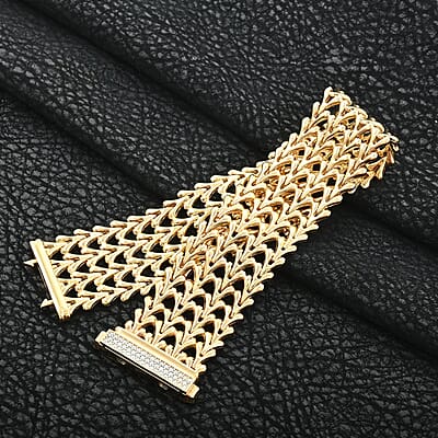 Italian Simulated Diamond Bracelet in 14K Yellow Gold Over Sterling Silver (7.50 In) 1.20 ctw