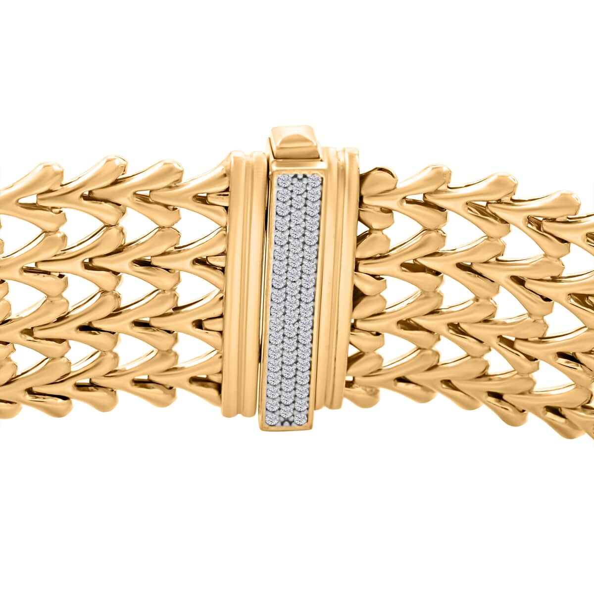 Italian Simulated Diamond Bracelet in 14K Yellow Gold Over Sterling Silver (7.50 In) 1.20 ctw image number 3