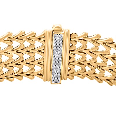 Italian Simulated Diamond Bracelet in 14K Yellow Gold Over Sterling Silver (7.50 In) 1.20 ctw