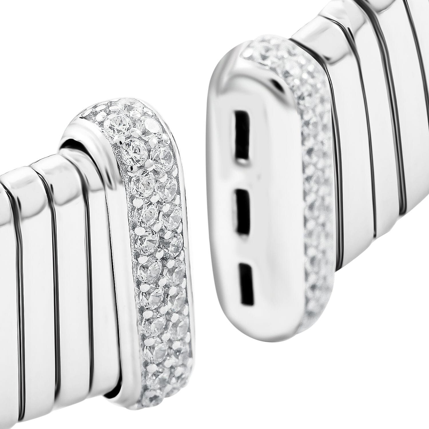 Italian Simulated Diamond Bangle Bracelet in Sterling Silver (6.50 In) 1.15 ctw