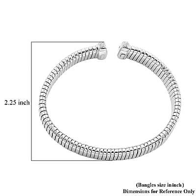 Italian Simulated Diamond Bangle Bracelet in Sterling Silver (6.50 In) 1.15 ctw