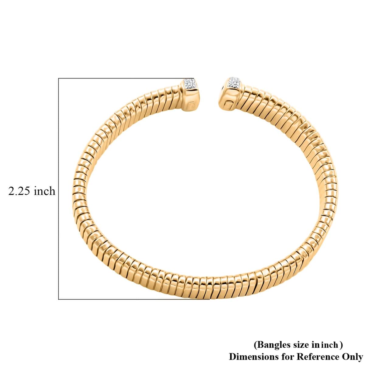 Italian Simulated Diamond Bangle Bracelet in 14K Yellow Gold Over Sterling Silver (6.50 In) 1.15 ctw image number 3