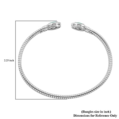 Italian Blue Topaz and Simulated Diamond Bangle Bracelet in Sterling Silver (6.50 In) 2.40 ctw