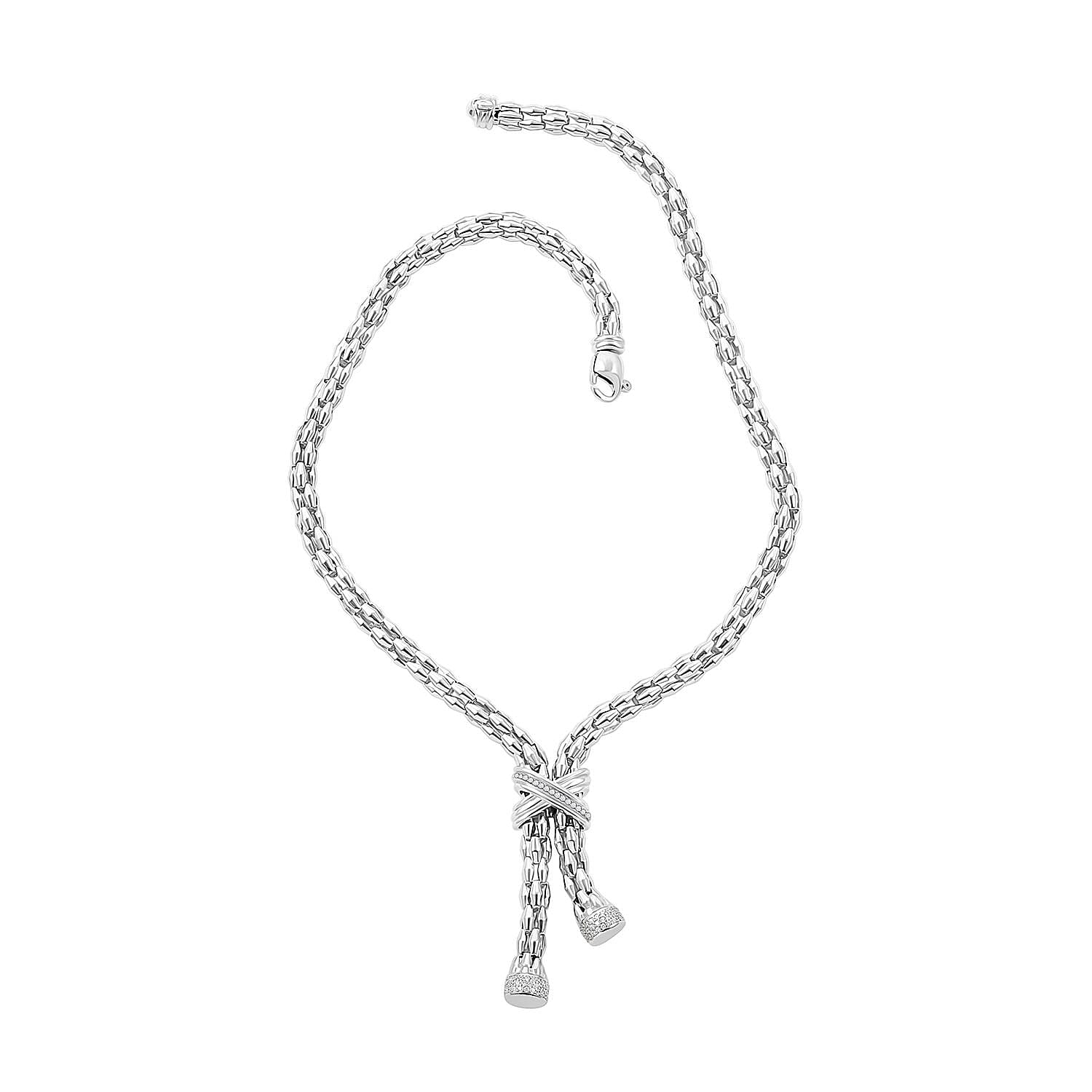 Italian Simulated Diamond Necklace 18 Inches in Sterling Silver 2.25 ctw