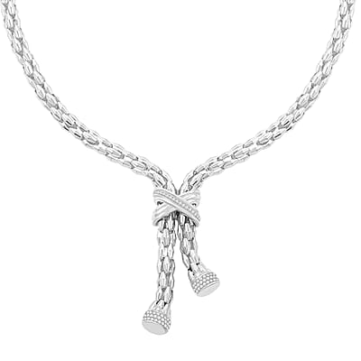 Italian Simulated Diamond Necklace 18 Inches in Sterling Silver 2.25 ctw