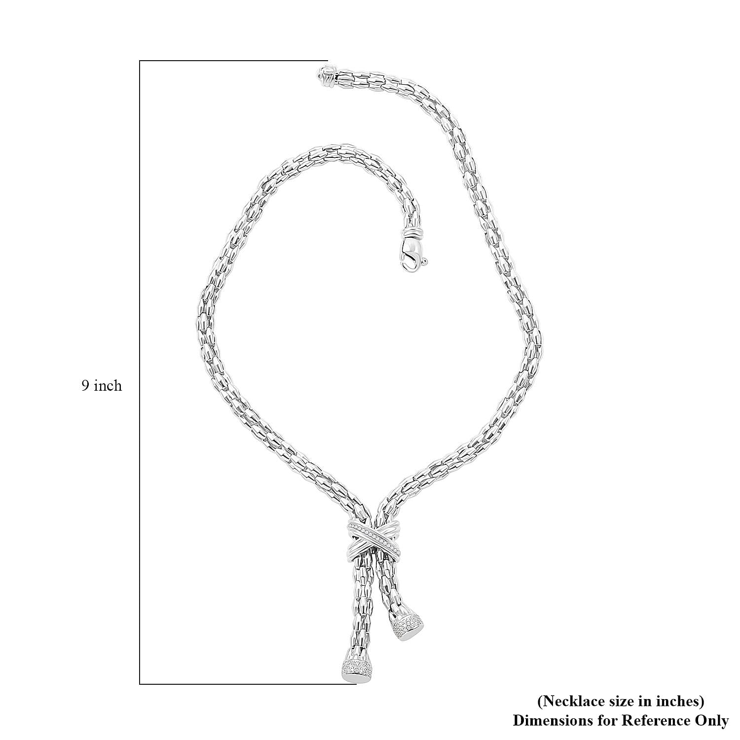Italian Simulated Diamond Necklace 18 Inches in Sterling Silver 2.25 ctw
