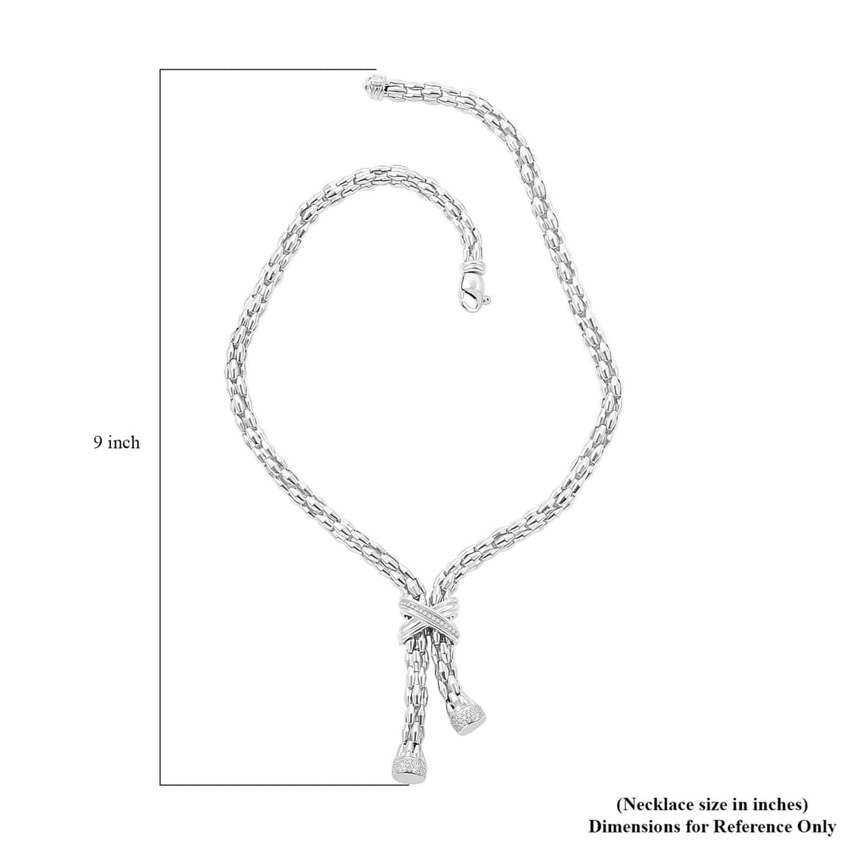Italian Simulated Diamond Necklace (18 Inches) in Sterling Silver 2.25 ctw image number 4