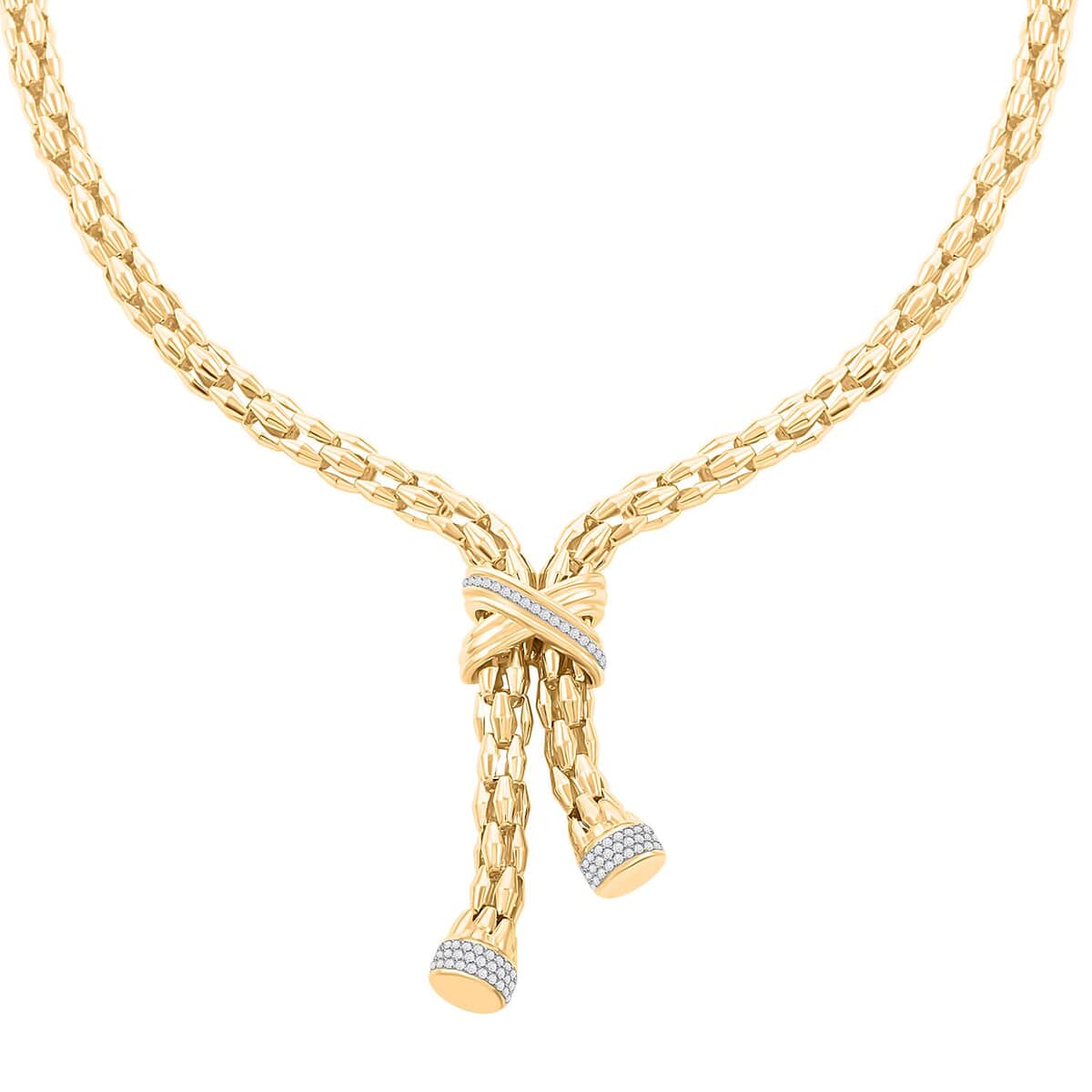 Italian Simulated Diamond Necklace 18 Inches in 14K Yellow Gold Over Sterling Silver 2.25 ctw image number 2