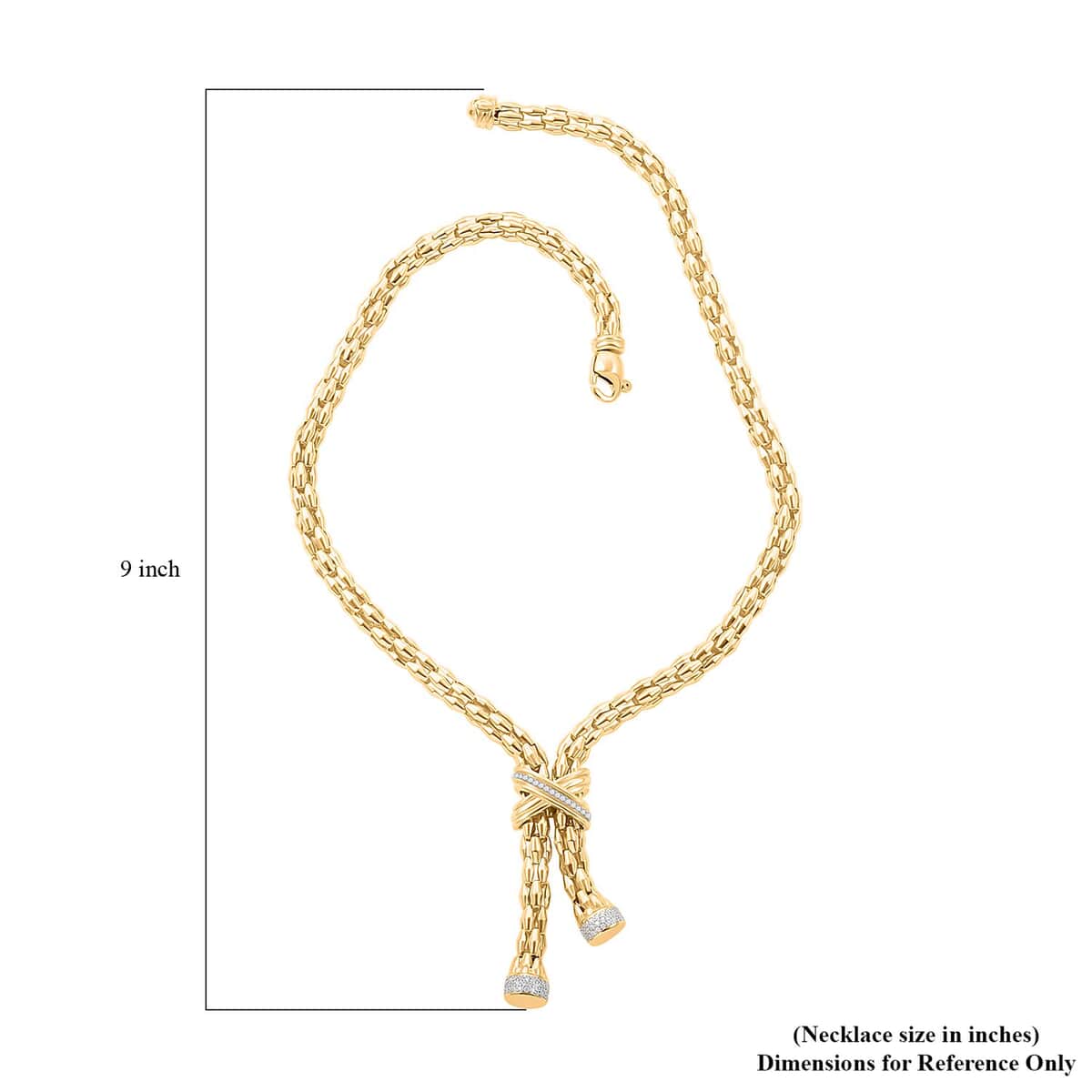 Italian Simulated Diamond Necklace 18 Inches in 14K Yellow Gold Over Sterling Silver 2.25 ctw image number 4