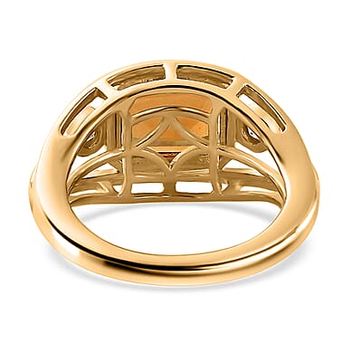 Premium Santa Ana Madeira Citrine and White Zircon Split Shank Ring in Vermeil Yellow Gold Over Sterling Silver (Size 10.0) 2.50 ctw
