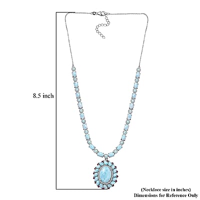 Larimar and Multi Gemstone Flower Necklace 18-20 Inches in Platinum Over Sterling Silver 43.65 ctw