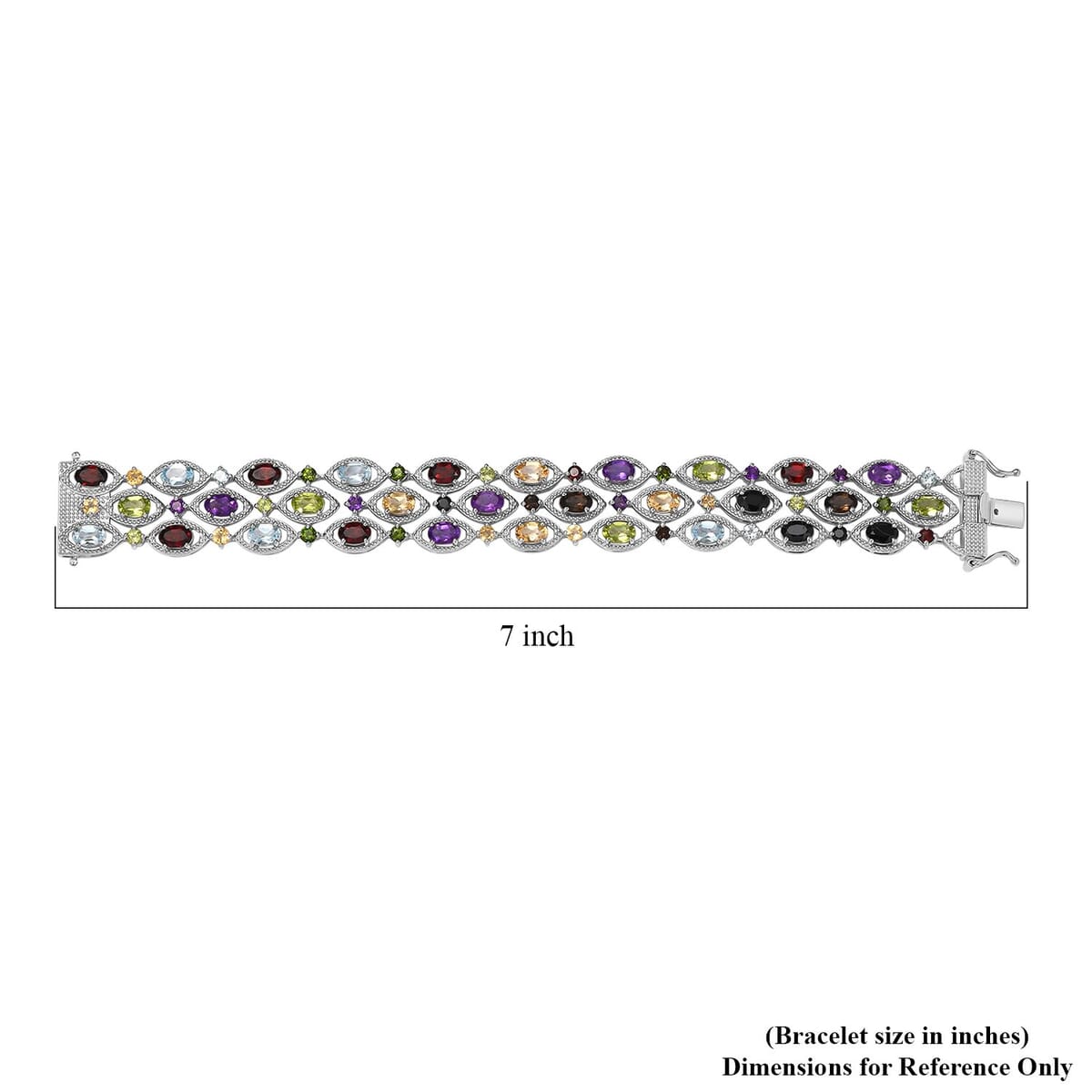 Multi Gemstone Bracelet in Platinum Over Sterling Silver (6.50 In) 19.10 ctw image number 4