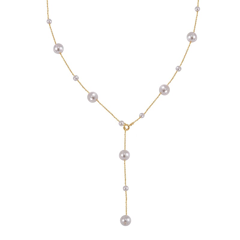 White Puka Shell Pearl Necklace in 14K YG Sterling Silver 22 Inches