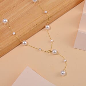 White Puka Shell Pearl Necklace in 14K YG Sterling Silver 22 Inches