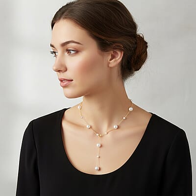 White Puka Shell Pearl Necklace in 14K YG Sterling Silver 22 Inches