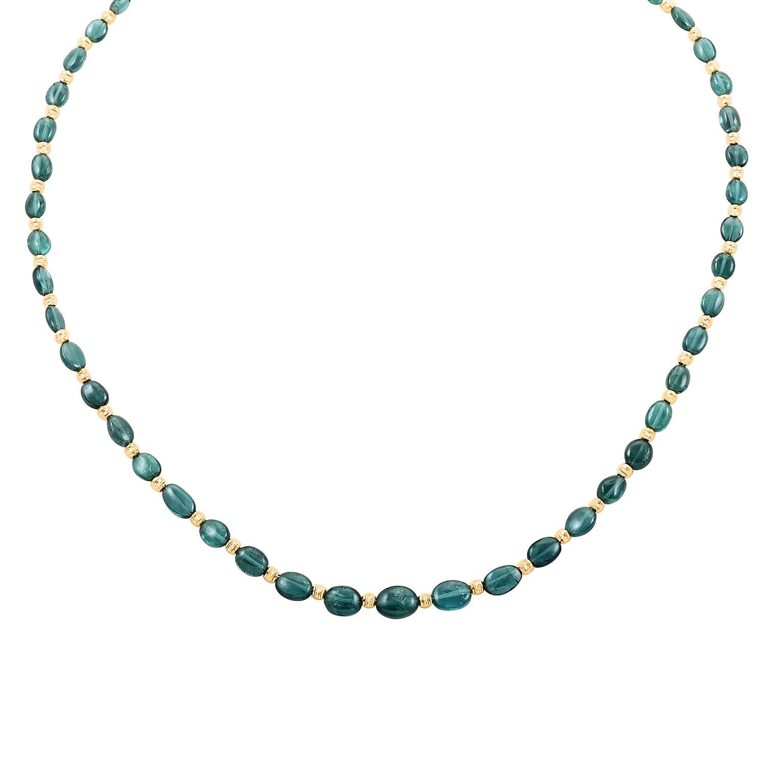 Certified & Appraised Iliana 18K Yellow Gold AAA Monte Belo Indicolite Beaded Graduation Necklace 18-20 Inches 43.00 ctw