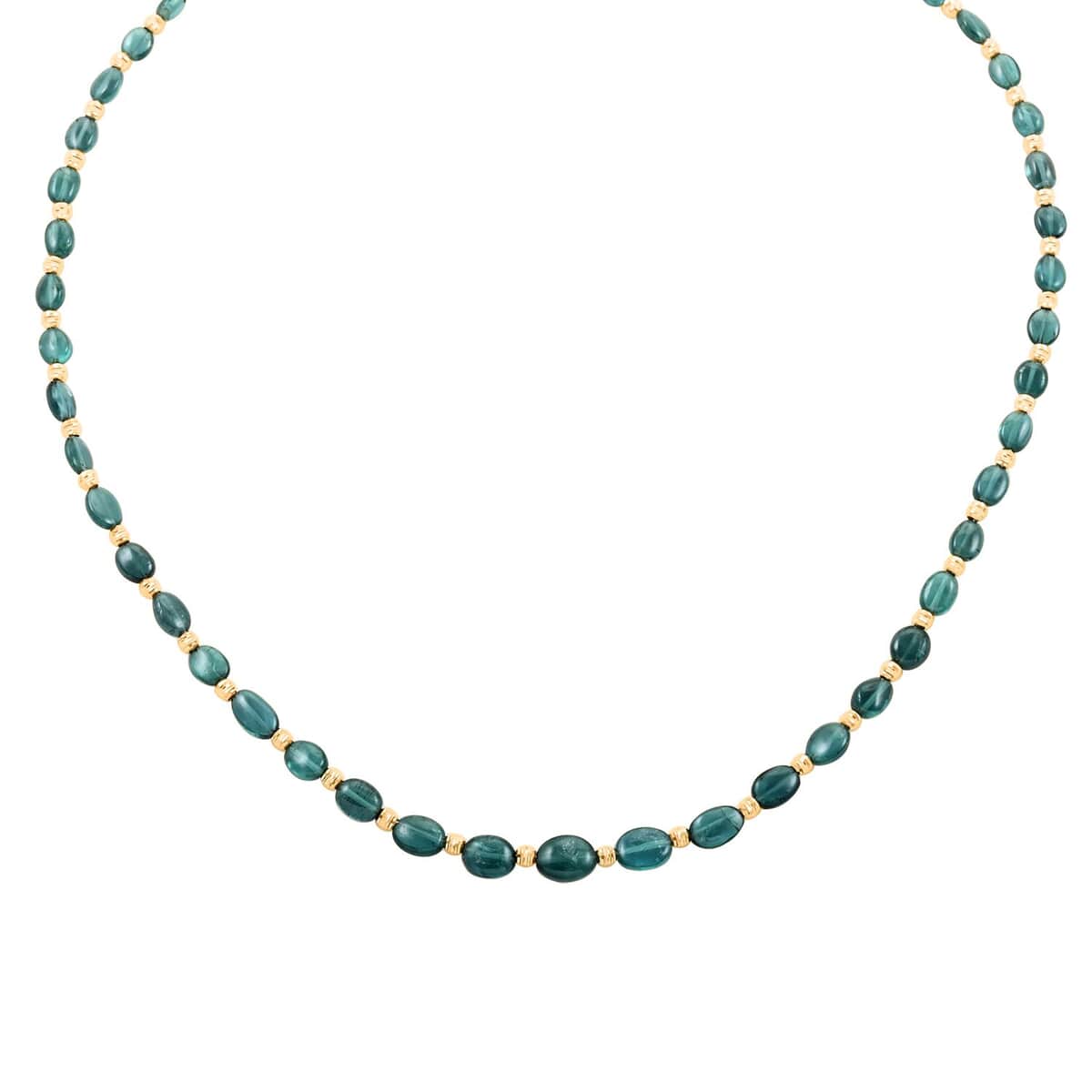 Certified & Appraised Iliana 18K Yellow Gold AAA Monte Belo Indicolite Beaded Graduation Necklace 18-20 Inches 43.00 ctw image number 2
