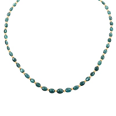 Certified & Appraised Iliana 18K Yellow Gold AAA Monte Belo Indicolite Beaded Graduation Necklace 18-20 Inches 43.00 ctw