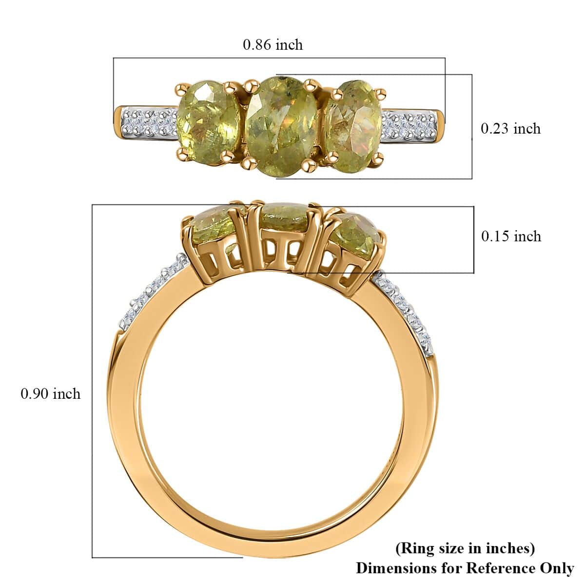 Premium Sava Sphene, White Zircon Triple Halo Ring in Vermeil YG Over Sterling Silver (Size 10.0) 1.40 ctw image number 5