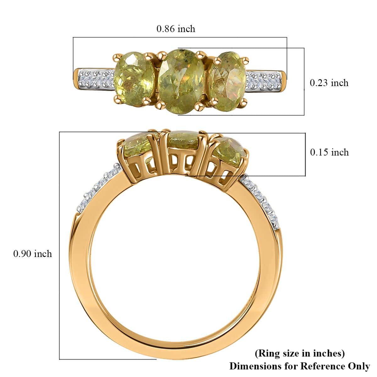 Premium Sava Sphen and White Zircon Trilogy Ring in Vermeil Yellow Gold Over Sterling Silver (Size 5.0) 1.40 ctw image number 5