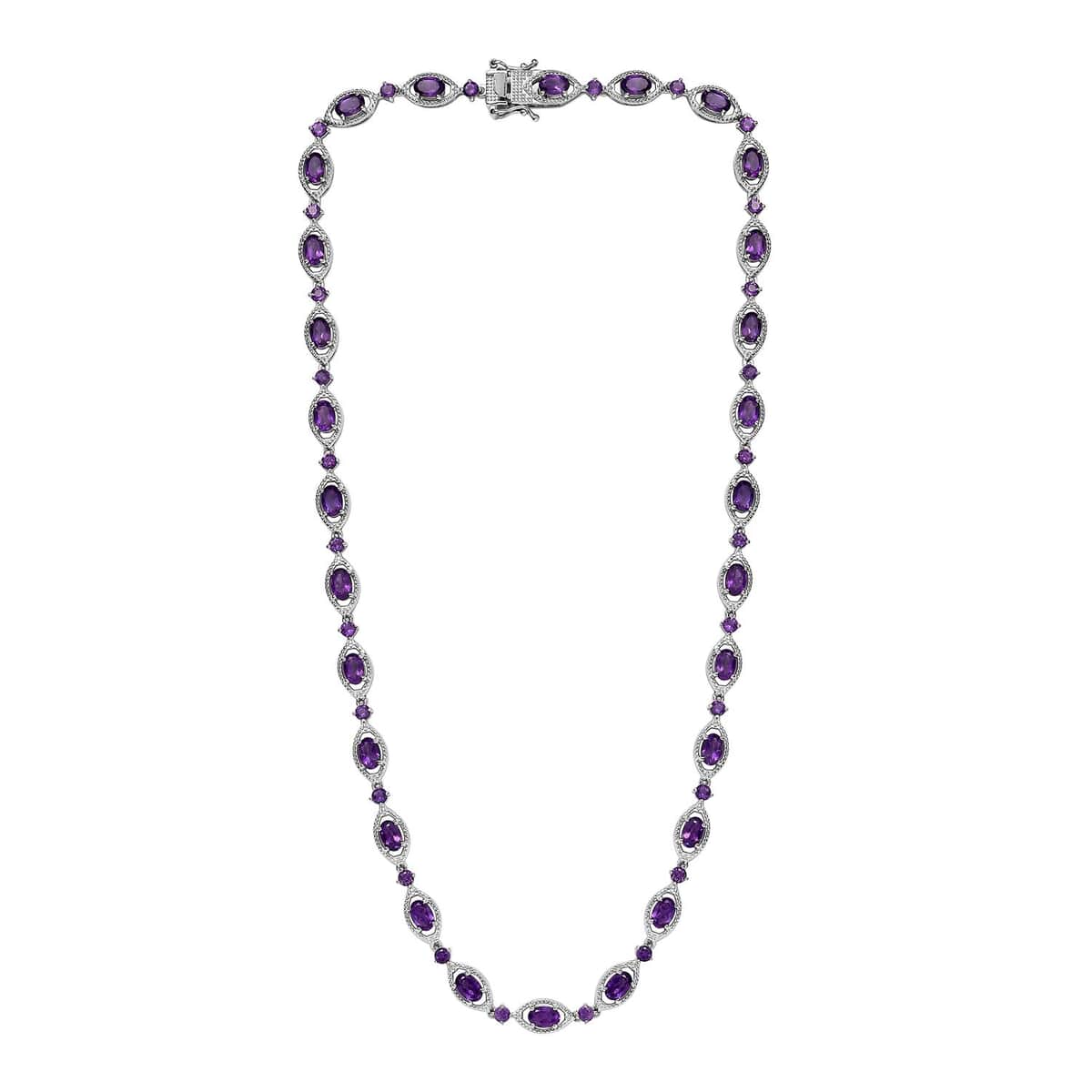 African Amethyst Necklace 18 Inches in Platinum Over Sterling Silver 14.40 ctw image number 3