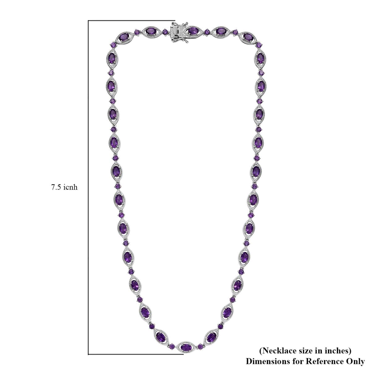 African Amethyst Necklace 18 Inches in Platinum Over Sterling Silver 14.40 ctw image number 5