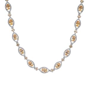 Brazilian Citrine Necklace 18 Inches in Platinum Over Sterling Silver 14.90 ctw