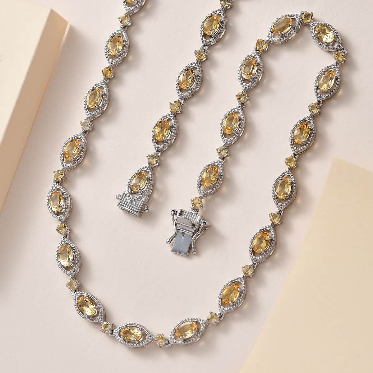 Brazilian Citrine Necklace 18 Inches in Platinum Over Sterling Silver 14.90 ctw image number 1