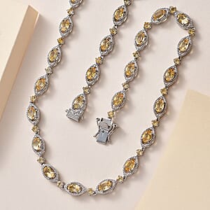 D'Joy Brazilian Citrine Necklace 18 Inches in Platinum Over Sterling Silver 14.90 ctw