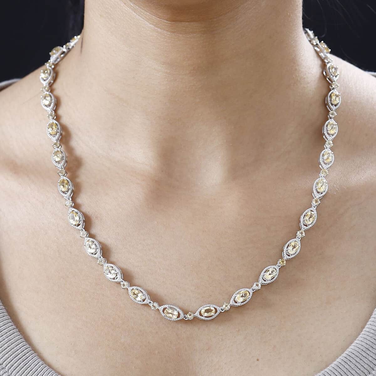 Brazilian Citrine Necklace 18 Inches in Platinum Over Sterling Silver 14.90 ctw image number 2