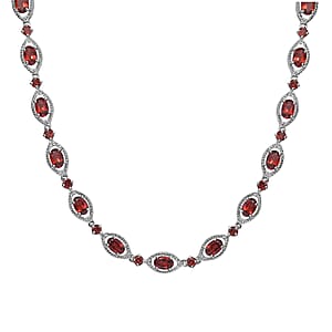 D'Joy Mozambique Garnet Necklace 18 Inches in Platinum Over Sterling Silver 20.65 ctw