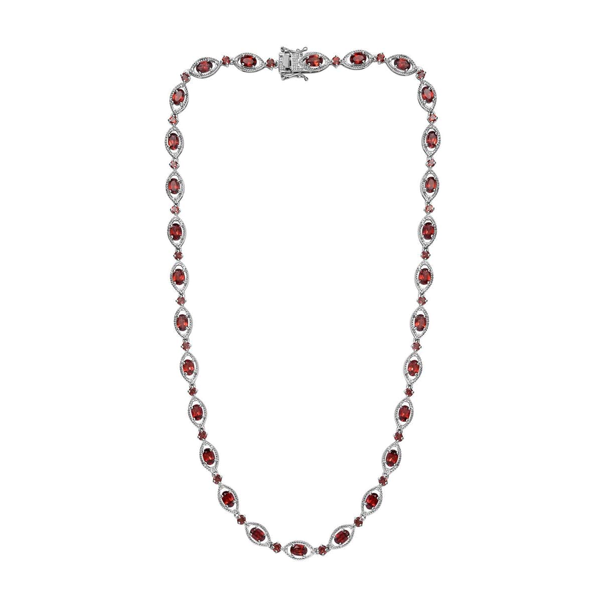 Mozambique Garnet Necklace 18 Inches in Platinum Over Sterling Silver 20.65 ctw image number 3