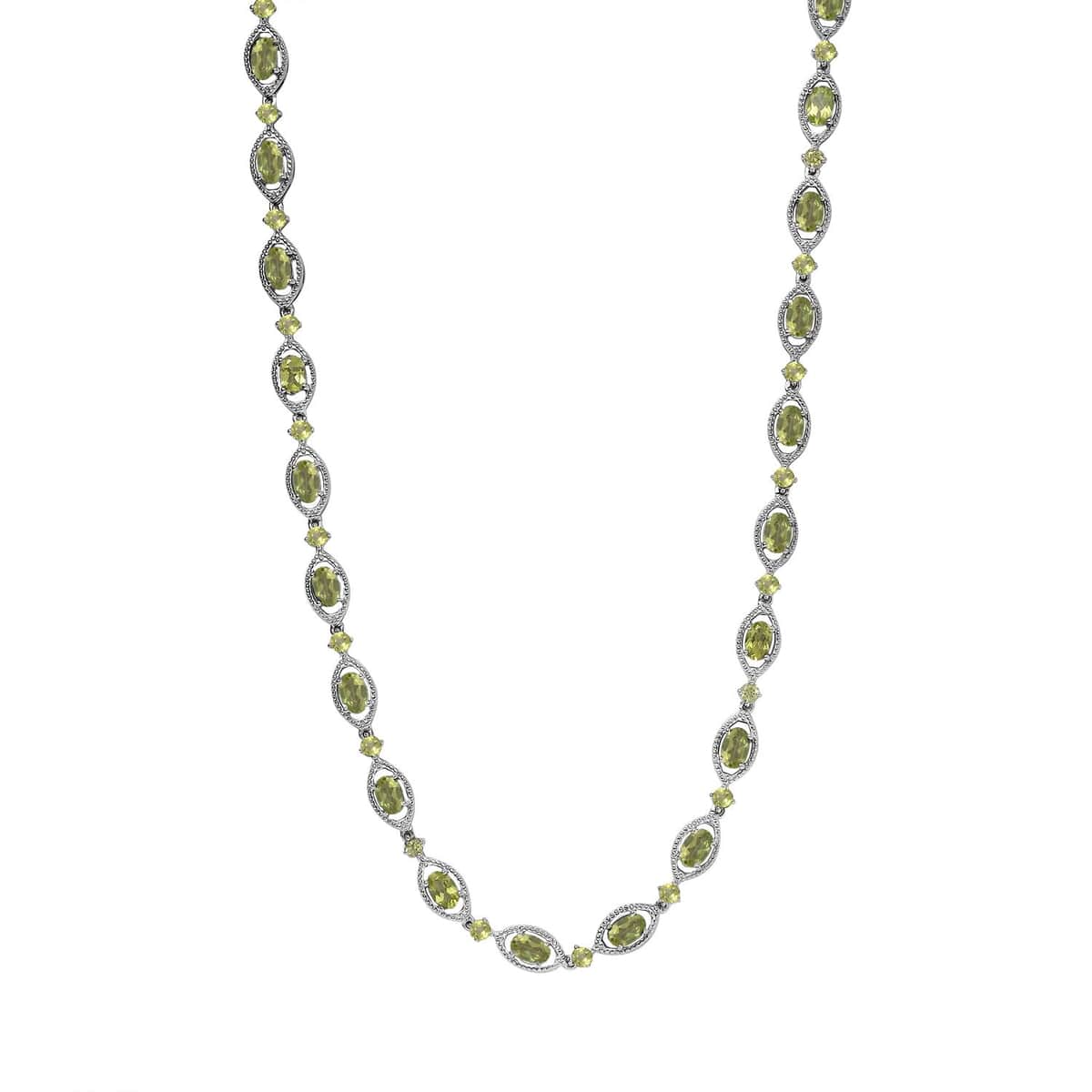 Peridot Necklace 18 Inches in Platinum Over Sterling Silver 35.90 ctw image number 0
