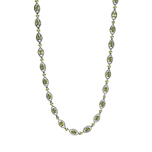 Peridot Necklace 18 Inches in Platinum Over Sterling Silver 35.90 ctw