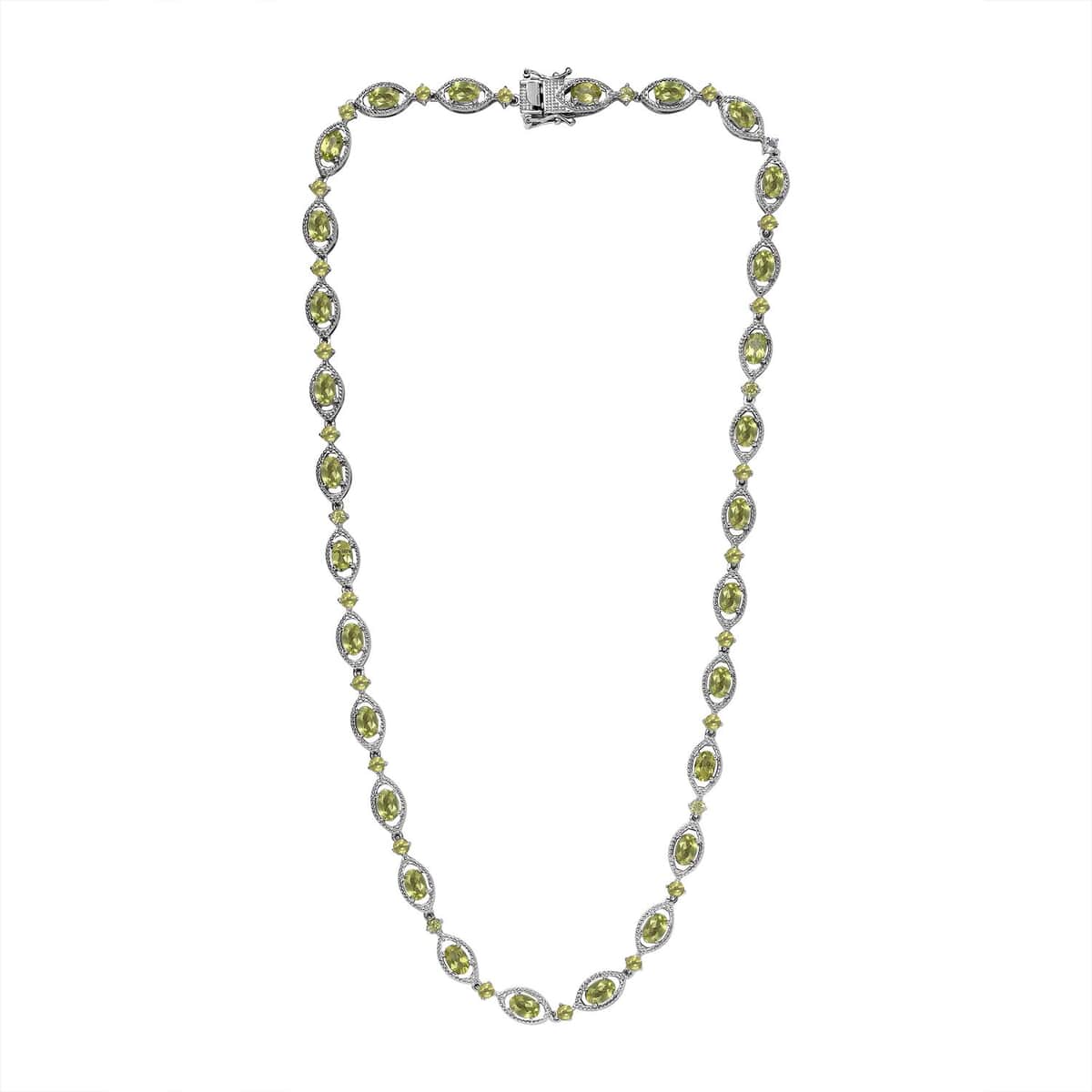 Peridot Necklace 18 Inches in Platinum Over Sterling Silver 35.90 ctw image number 3
